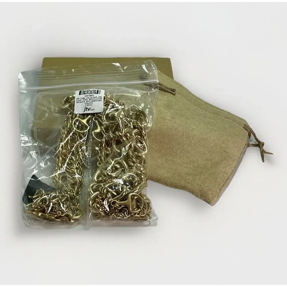 JTV Off Park Collection GOLD TONE MULTI-LAYER Necklace w/ Removable Chains- NWT - Picture 1 of 13